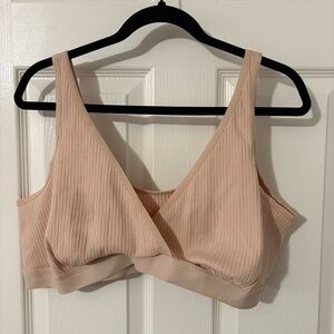 Storq Women’s Classic Ribbed Caramel Nursing & Sleep Twist Front Bra Size 6